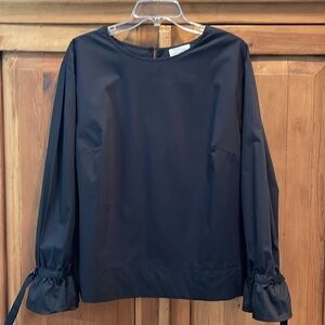 NWT MELLODAY Black Ruffle buckle cuffs Blouse Sz. L